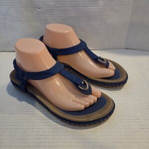 Faux Suede Sandals Socofy Blue Size 41 thong Tropical Vacation Beach Sandals